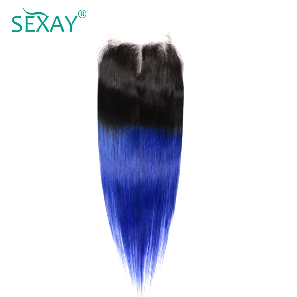 Sexay Ombre Human Hair Straight Light Brown Lace Closures 2 Tone