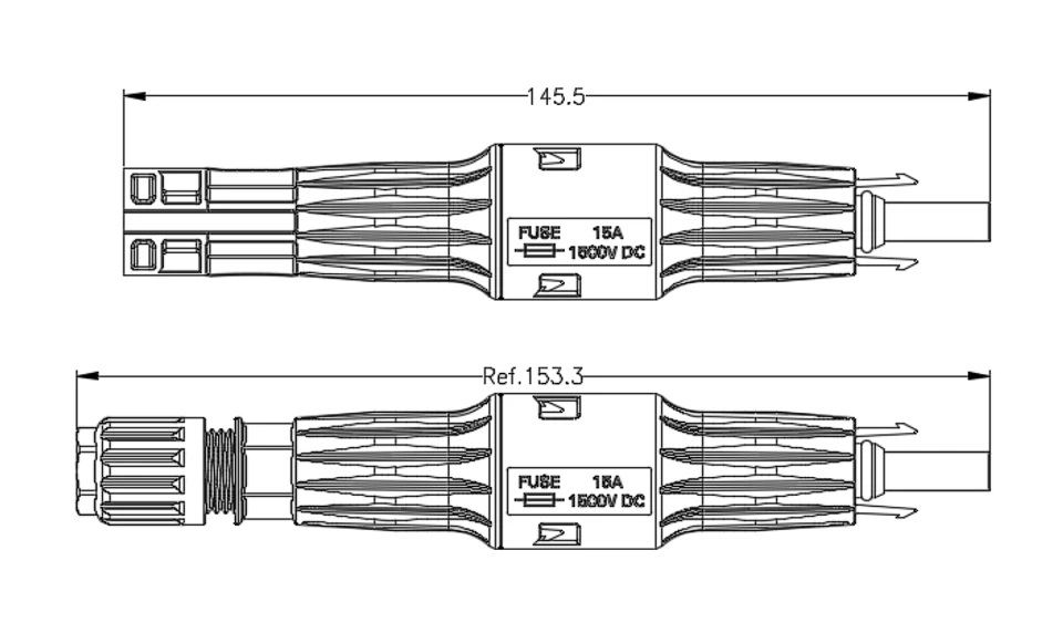 Fio para Feminino Lote 10*85mm Fusível In-line Conector 15a mp 1500 v dc Titular Solares pv 50 Pçs - 1500vdc 1 Conector 15A mp 1500 V DC Fio