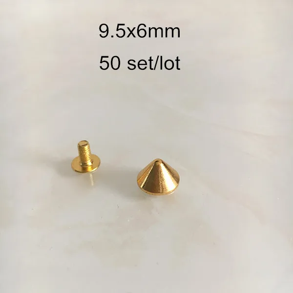 Все виды золотых заклепок шип, различные формы закручивающаяся задняя часть металла шпильки, панк рок DIY запонка заклепка - Цвет: 9.5x6mm    50 set