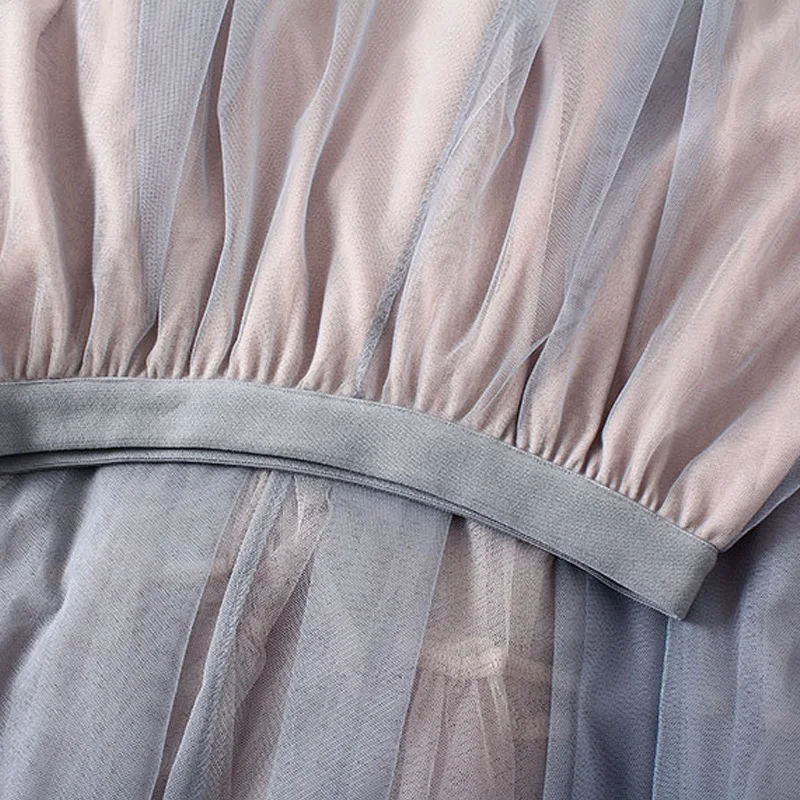 Aonibeier Mesh Overlay плиссированные юбки эластичный Высокая талия из лоскутов Пышная юбка сезон: весна–лето Для женщин Повседневное модные юбки