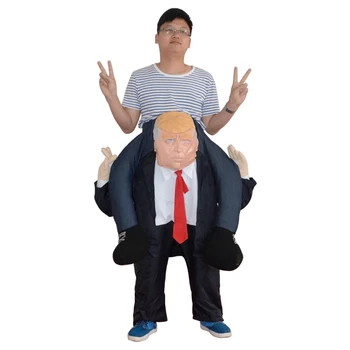 

Funny Costume Ride on DT Donald Trump Carry Back Dress Up Pants With False Human Legs Halloween Party Fancy Costumes Cosplay