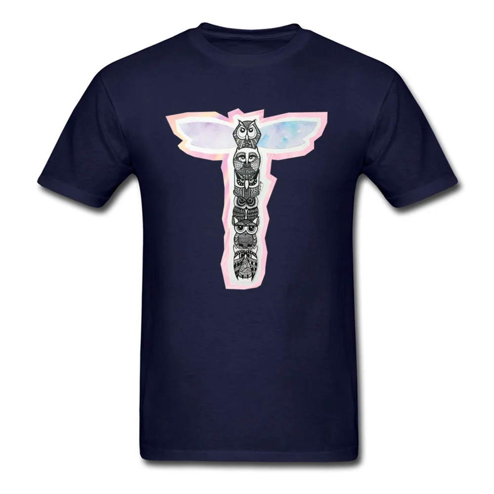 Owl Totem Plain Short Sleeve Leisure Tshirts 100% Cotton Crewneck Male Tops T Shirt Design T Shirt Summer Drop Shipping Owl Totem navy