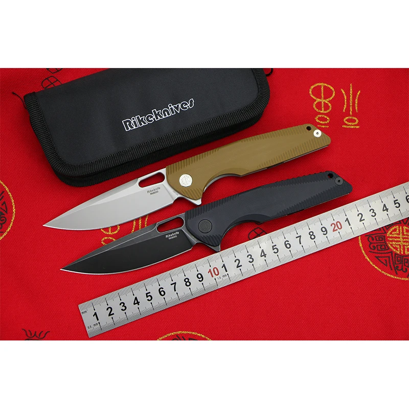 

Rike RK802G 154CM steel G10 titanium handle Flipper folding knife camping hunting pocket outdoor Tactics survival knive EDC tool