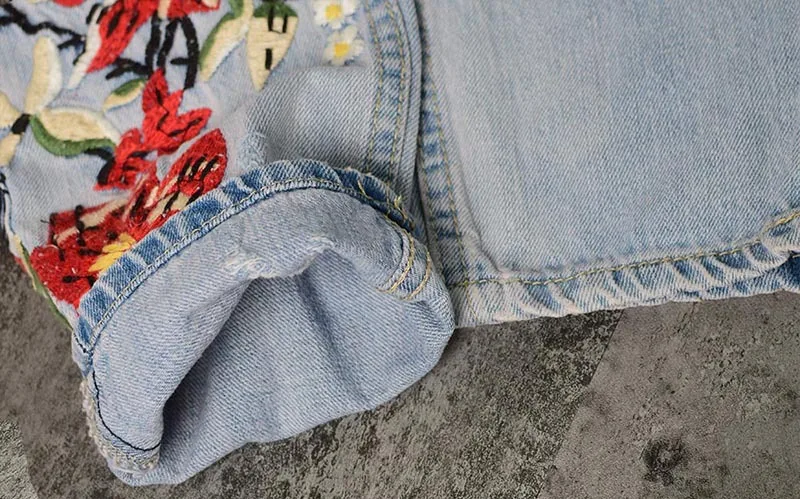 Europe and the United States women's high waist straight 3D three-dimensional heavy art around the irregular washing washed denim nine pants (28)