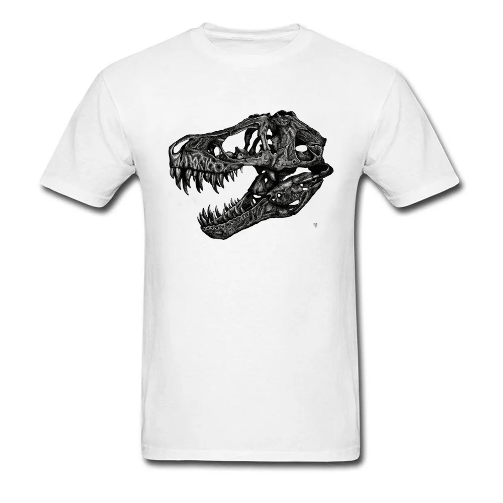 Распространены T-Rex череп печати футболка шею натуральный хлопок мужские Топы И