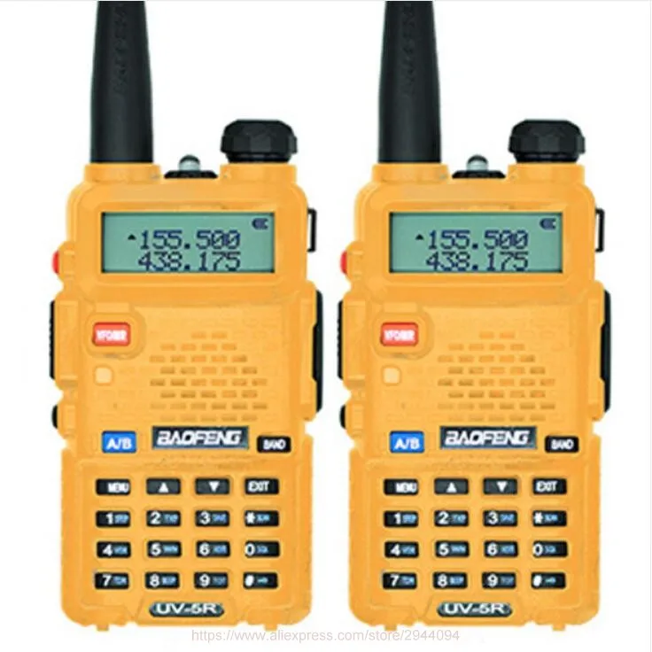 Из 2 предметов Baofeng UV-5R Dual Band Радио Walkie Talkie трансивер Dual Дисплей коммуникатор радио UV5R Портативный двухстороннее радио - Цвет: Yellow
