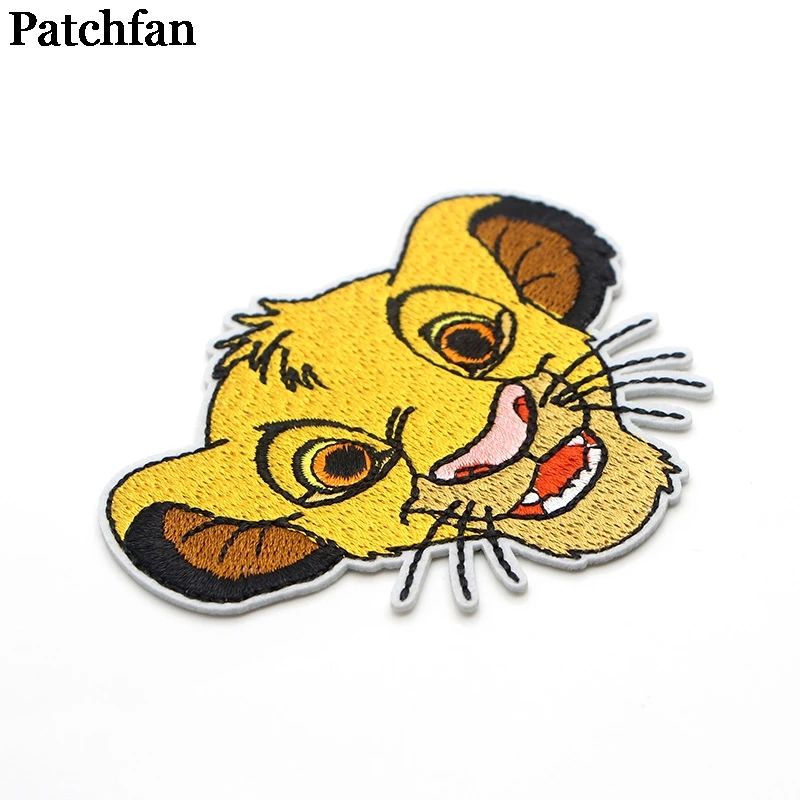 Patchfan Король Лев Simba аппликация нашивки Утюг на para рубашка сумка Одежда Куртка кепки вышитые наклейки Бейджи для одежды A1995