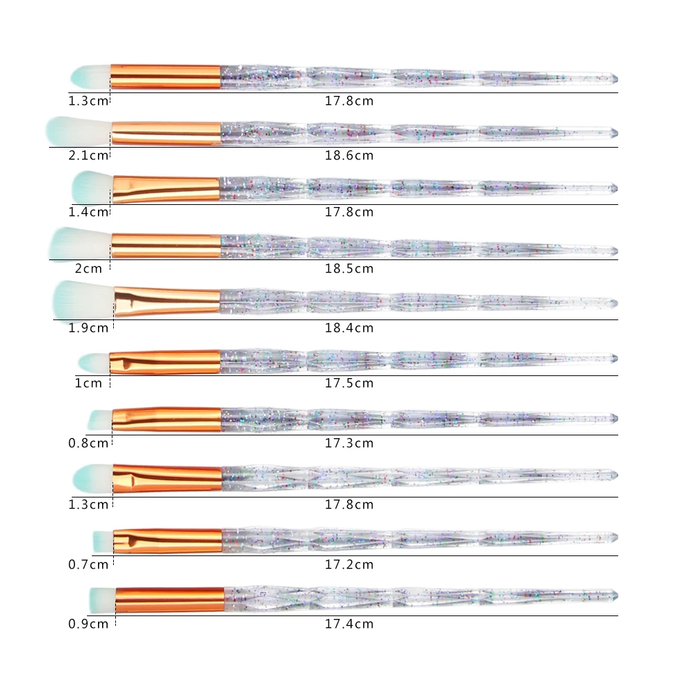 20 шт./компл. Diamond кисти для макияжа Набор прозрачный флэш для глаз бровей пудра Кисть Красота макияж инструменты