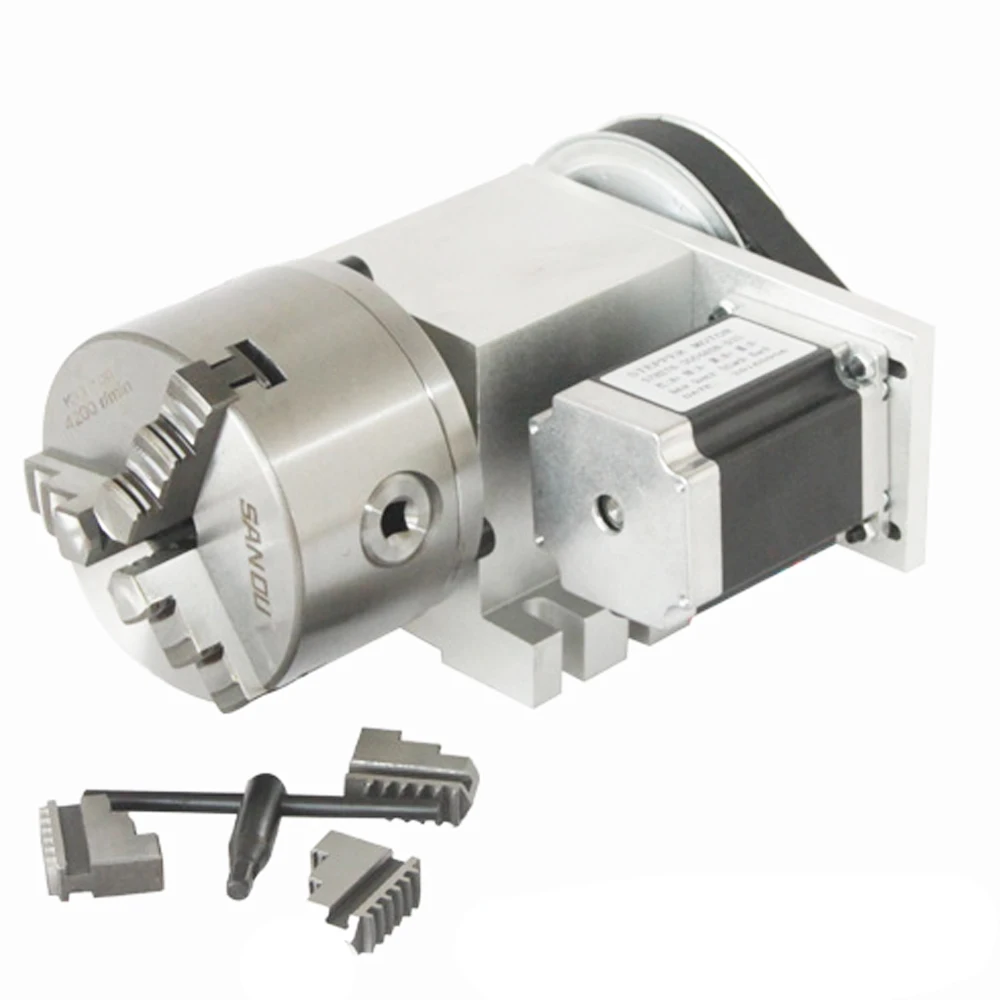 CNC 4 я ось вращения K11 3Jaw 100 мм токарный патрон Nema 23 шаговый двигатель делительная