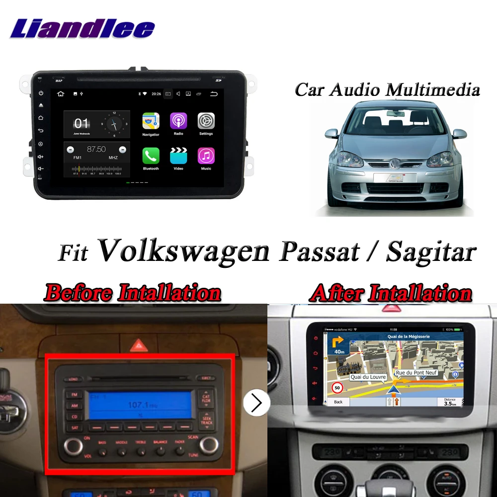 Best Liandlee Car Android System For Volkswagen Passat / Sagitar Radio DVD Player GPS Navi Navigation Wifi Touch Button Multimedia 3