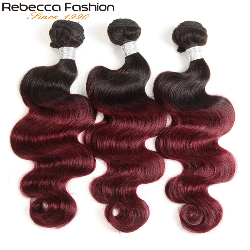 Pacotes de Rebecca Ombre com Fechamento Onda do Corpo Pacotes com Fechamento de Renda 8 a 28 Dois Tons Peruano Não Remy 30 4x4 T1b - 99j 2 Cheap Pacotes com 34 com fecho