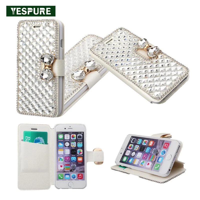 YESPURE Fancy Luxury Phone Covers Flip Cell Phone Covers for Galaxy S7 Edge Diamond Mobile Phone Card Holder for Galaxy S6 Edge