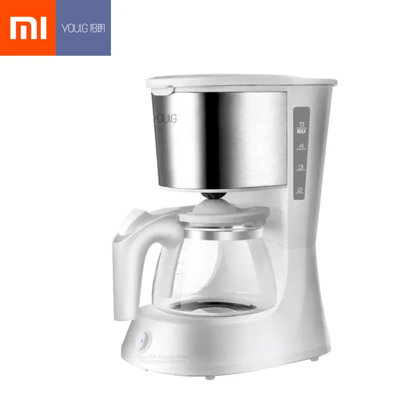 Xiaomi Young coffee Machine 220V кофеварка эспрессо со стеклянным чайником объемом 652 мл фильтр для порошка для кофе противокапельный изоляционный чайник - Цвет: coffee machine