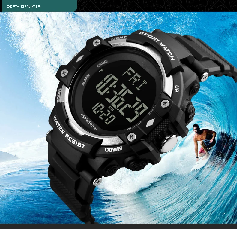 

2019 female young man swimming alarm clock self-timer quartz sports watch boy stopwatch display LED men's watch gift