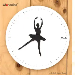 12 дюймов создание белый Гостиная балетки Танцы настенные часы современный Nordic Home Decor часы круглые Silent Qu Книги по искусству z деревянный