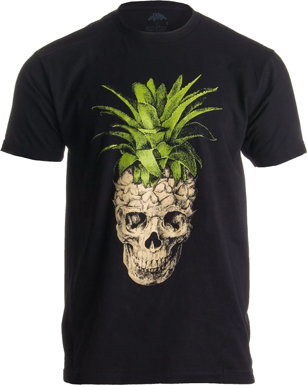 Customize Tee Shirts Regular Pineapple Skull  Crew Neck Short Sleeve Mens Tee Shirt