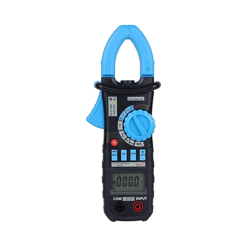 

ACM03 Auto Range Digital Clamp Meter 400 AC DC Current Hz Tester Blacklight Electrical Instruments Capacitance Frequency Tester