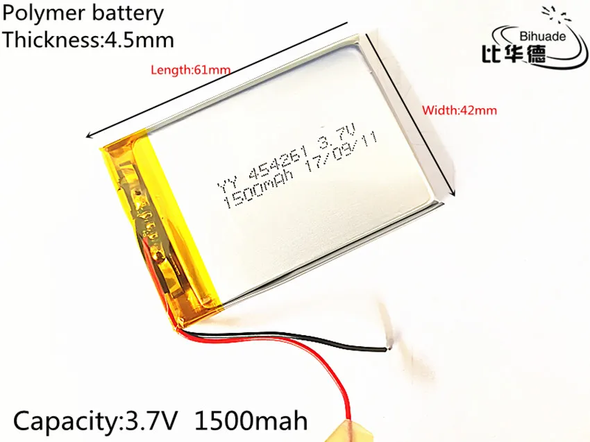 Lithium Ion Battery Bluetooth Speaker Battery 3.7V Lithium Polymer Battery 454261 MP3 MP5 GPS Bluetooth Small Stereo 1500 mAh