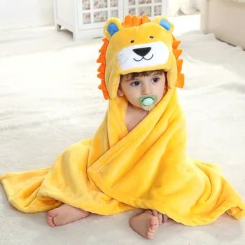 Lion Animal Cosplay z kapturem dla niemowląt dziewczynka chłopiec flanelowa kąpiel czepek ręcznikowy szlafrok Cute Cartoon piżama bielizna nocna tanie i dobre opinie baby REGULAR Pełna Poliester IFLIFE Unisex Zwierząt Szaty
