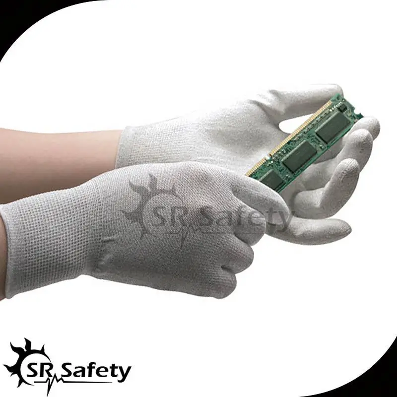 

SRSAFETY 12 Pairs AntiStatic Gloves ESD Safe Gloves Anti static Non-slip Nylon-Carbon Working Gloves