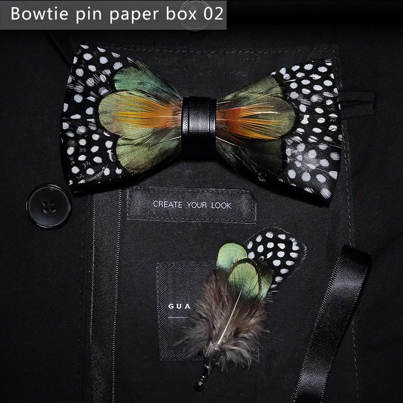 Bowtie pin paperbox2 JEMYGINS, дизайн, галстук-бабочка, перо, бант, изысканная ручная работа, Мужская брошь для галстука-бабочки, деревянная булавка, подарочный набор, Свадебная вечеринка - Цвет: Bowtie pin paperbox2