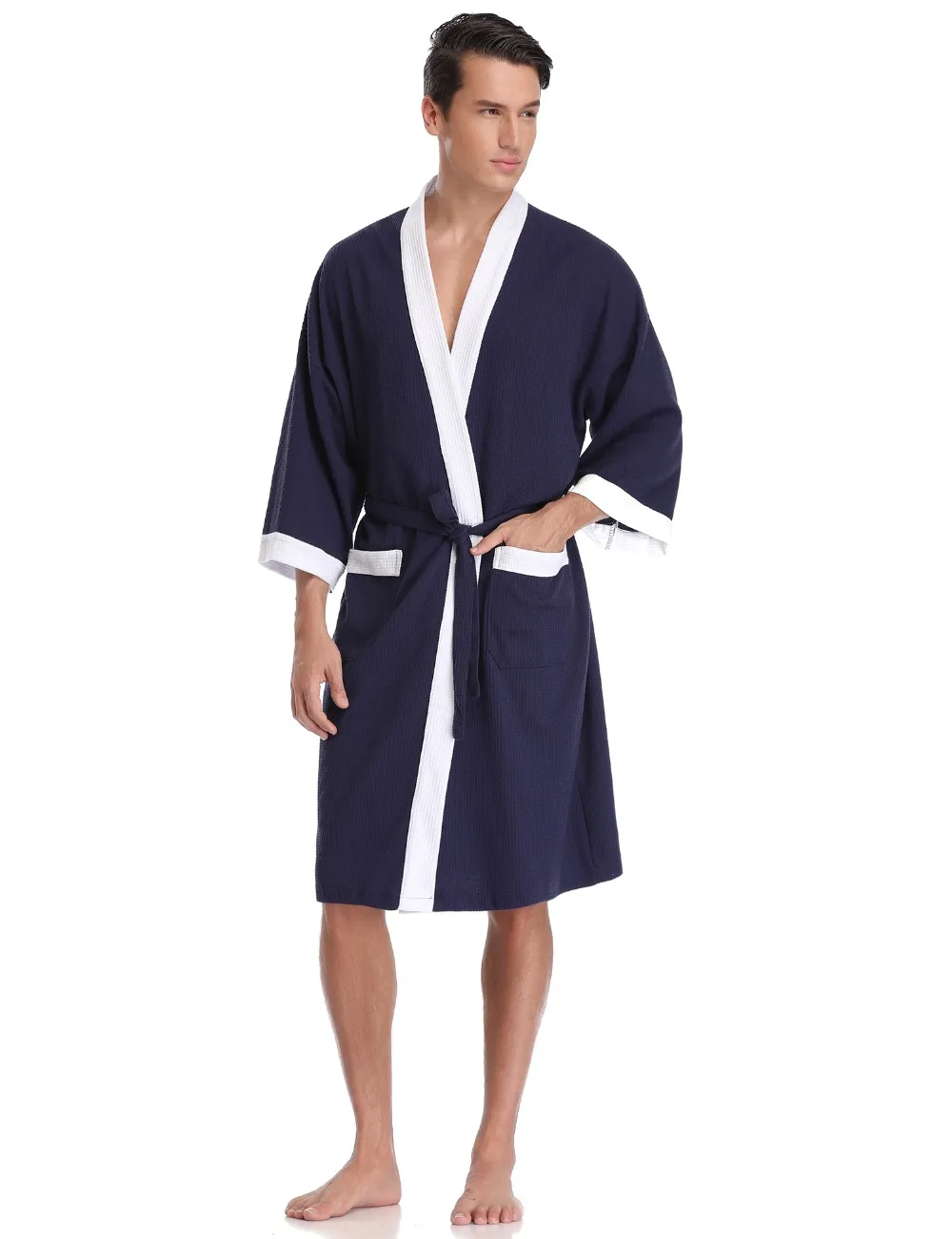 Aibrou летняя пара серии мужские пижамы набор синий мужской костюм для сна свободный домашний костюм для отдыха одежда для сна банный Халат