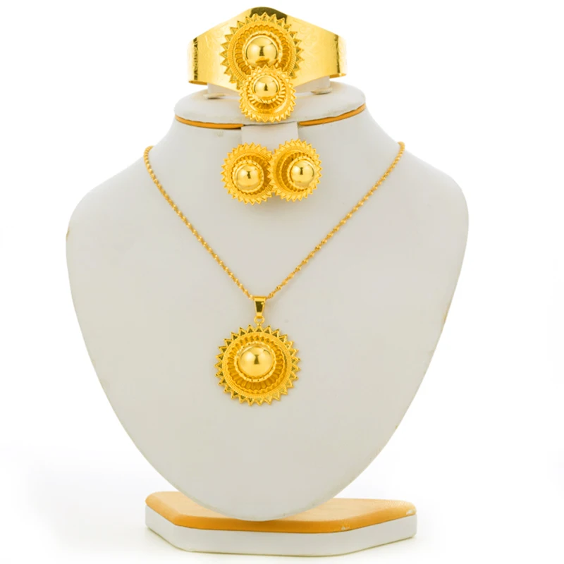 

Ethiopian Jewelry Sets African Gold Color Small Balls Sets Eritrea Habesha National Wedding Jewelry Gifts