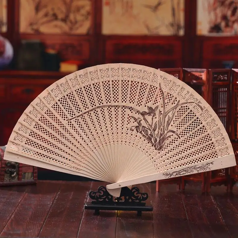 

Wooden Folding Engraving Handfans Hollow Sandalwood Fans Women's Stage Show Photography Accessories H136