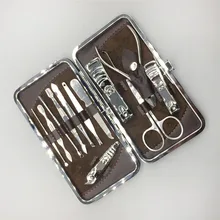 12в1 Набор Для Педикюра/маникюра кусачки для ногтей Набор для кутикулы чехол из нержавеющей стали персональные кусачки для ногтей набор с каменным узором чехол