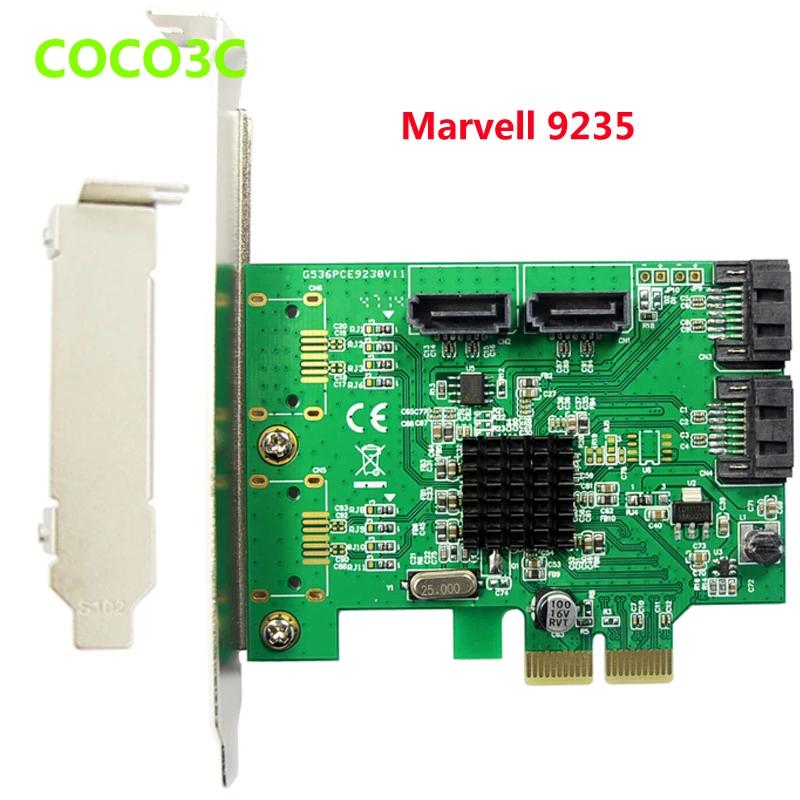 Marvell Chipset 4 Ports SATA 6Gbps PCI Express Controller Card PCI e to SATA 3.0 Converter With