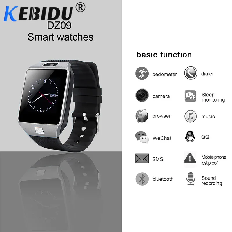 

Kebidu Bluetooth Smart Watch With Camera Facebook Whatsapp Twitter Sync SMS Support SIM TF Card For IOS Android Phone
