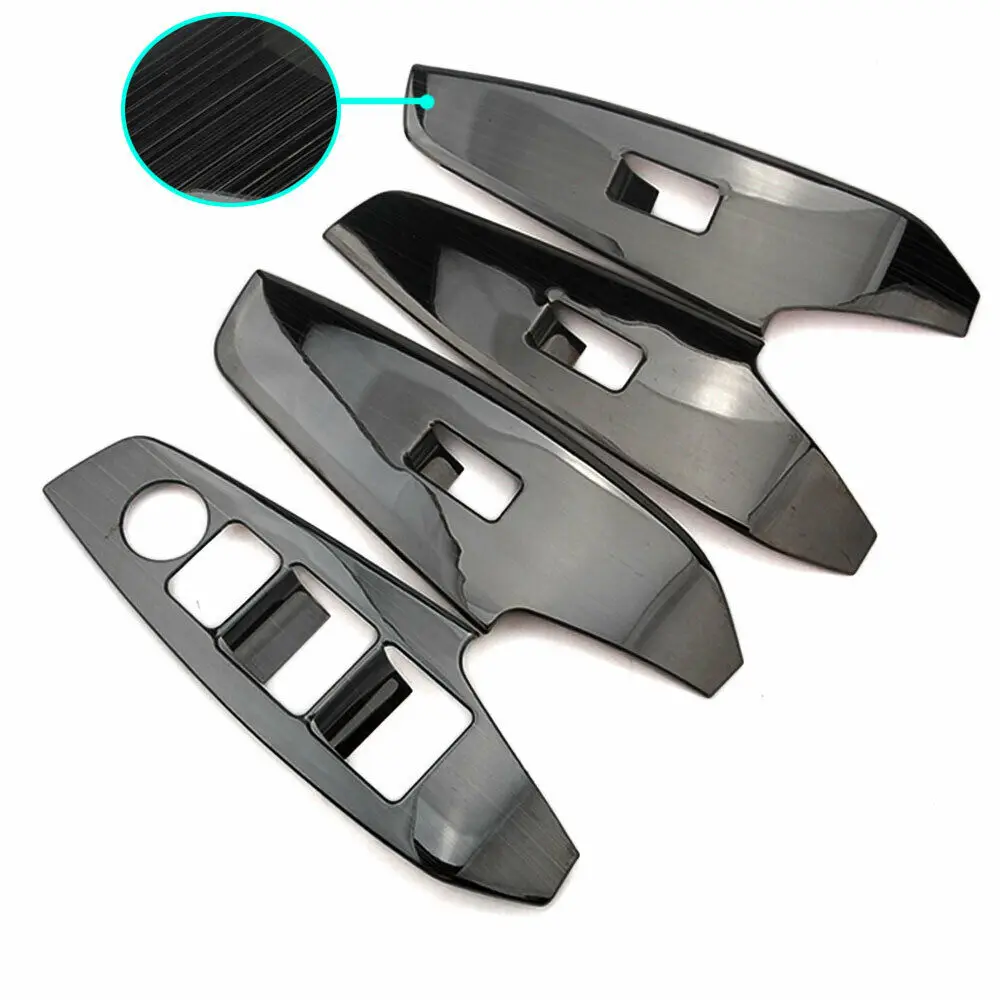 Barbacoa @ FUKA negro titanio puerta del coche ventana elevador ajuste botón cubierta ajuste para Mazda 3 Axela 2017 interior del coche partes de palo