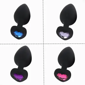 New hot Small medium large size heart anal plug basic beads silicone butt insert bullet vibration dildo sex toy for men women 3