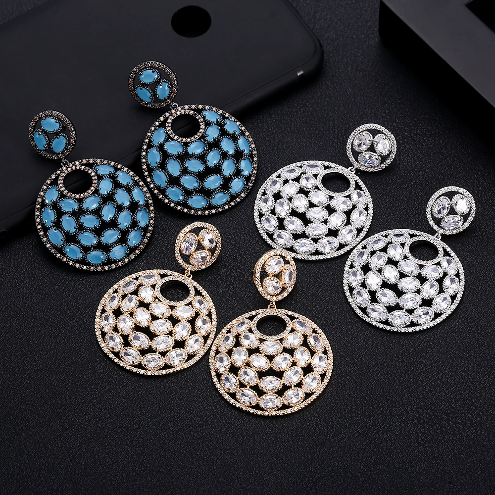 

AccKing Luxury Double Round Cubic Zirconia Stud Earrings For Women Jewelry Wedding Party Gift
