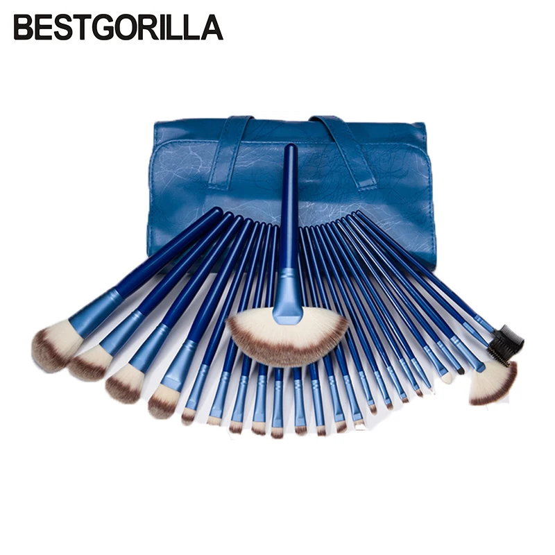 Professional 24pcs Tricolor Persian hair Makeup Brushes Set Kit with Bag makeup foundation contour brush with eyebrow brush