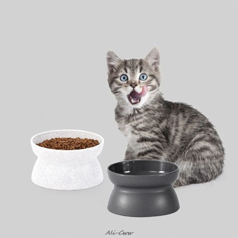 Pet Feeder Raised Cat Food Bowl Kitten Stress Free Double Side Use