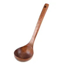 Кухонная ложка для приготовления пищи с прямой ручкой из дерева, ложка для супа, ковш коричневого цвета, длина 11 дюймов