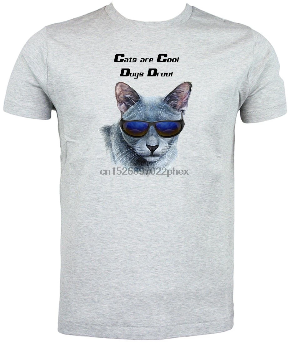 Cats R Cool Russian Blue Cat T shirt classic round neck short sleeved choice of sizes and colours men t | Мужская одежда