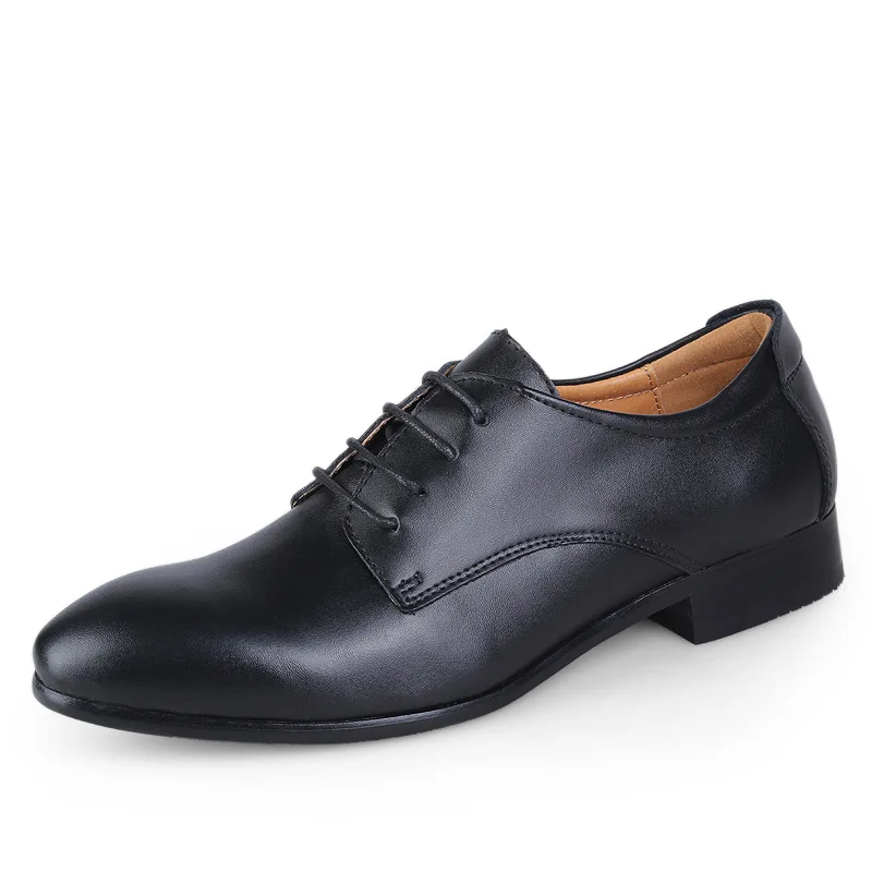 

Top grade Genuine leather pointed toe shoes Big size men wedding shoes Hidden heel man business casual flats dancing loafer JI33