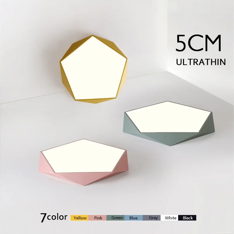 

Ultra thin color geometry ceiling lamp High brightness ceiling lamp fixtures for Children's room lighting Kitchen Study 100-240V