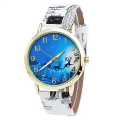 Дамы Часы Рождество Снеговик аналоговые кварцевые часы кожаный ремешок со стразами наручные Для женщин подарок Reloj Pulsera Mujer Часы