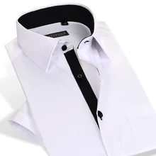 Модные Для мужчин рубашка короткий рукав платье рубашка Повседневное Slim Fit известная марка мужской Летний стиль г. Формальные Бизнес офис плюс 4XL