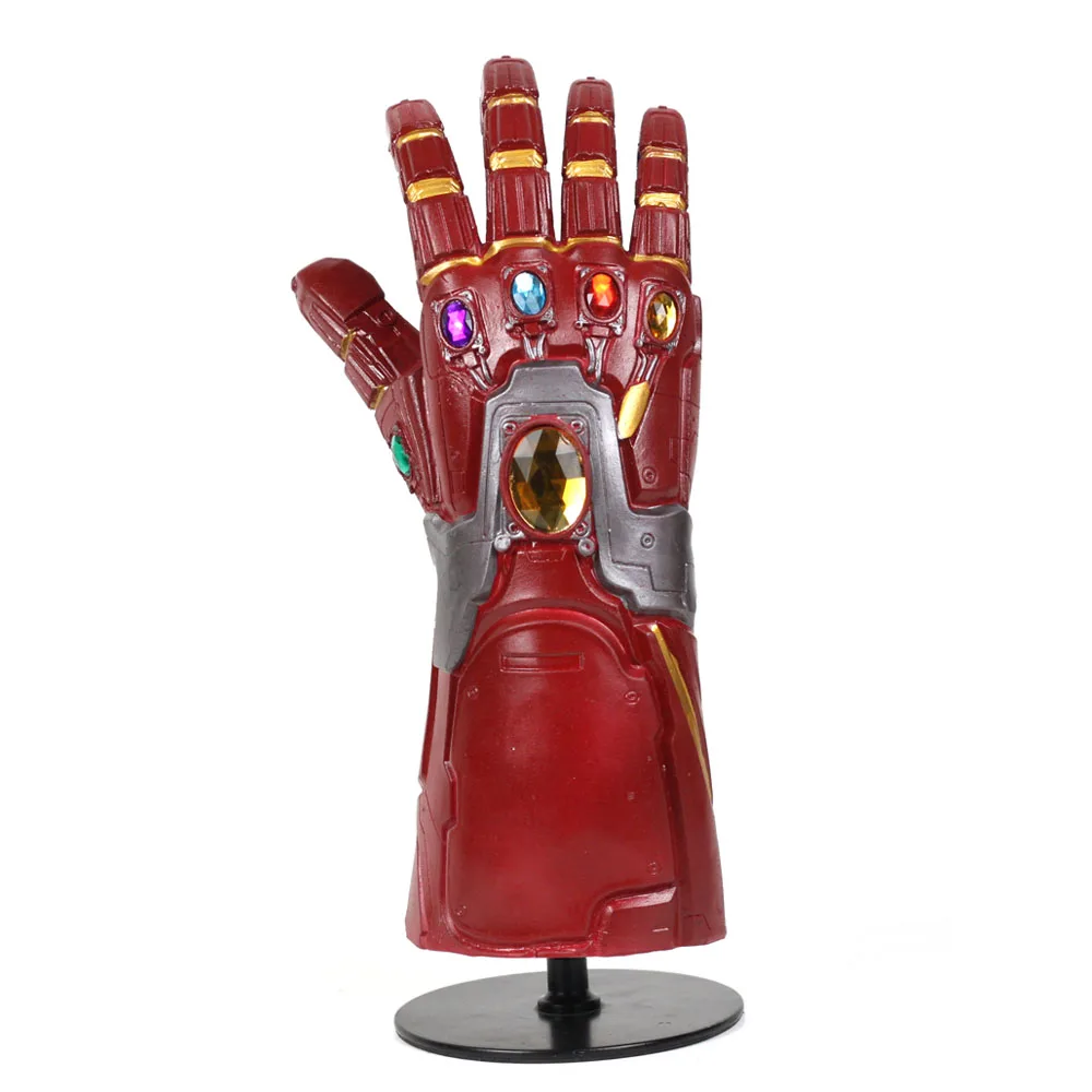 Светодиодный завершающей Железный человек Бесконечность перчатку Косплэй светодиодный танос перчатку латексные перчатки руки супергероев Marvel оружие Косплэй