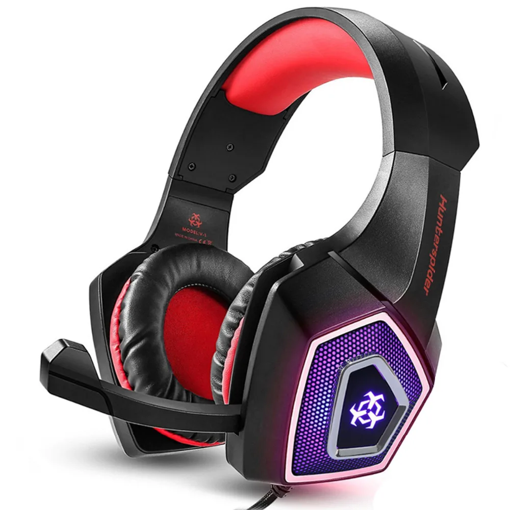 

Hunterspider Stereo Gaming Headset Casque Over-Ear Surround Sound Headphones with Mic LED Light for Xbox One PS4 PC