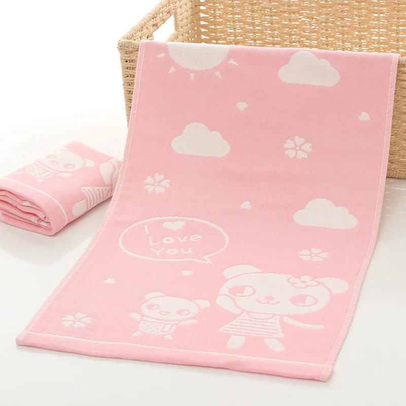 26*50cm High Quanlity Baby Towel Cartoon Babys Washcloth Handkerchief Kids Feeding Wipe Cloth Three-layer Cotton Gauze Towels