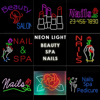 

BEAUTY SPA NAILS Neon light ROSE SHOP neon signs design Glass Tube light for shop Bar bussiness party light Custom