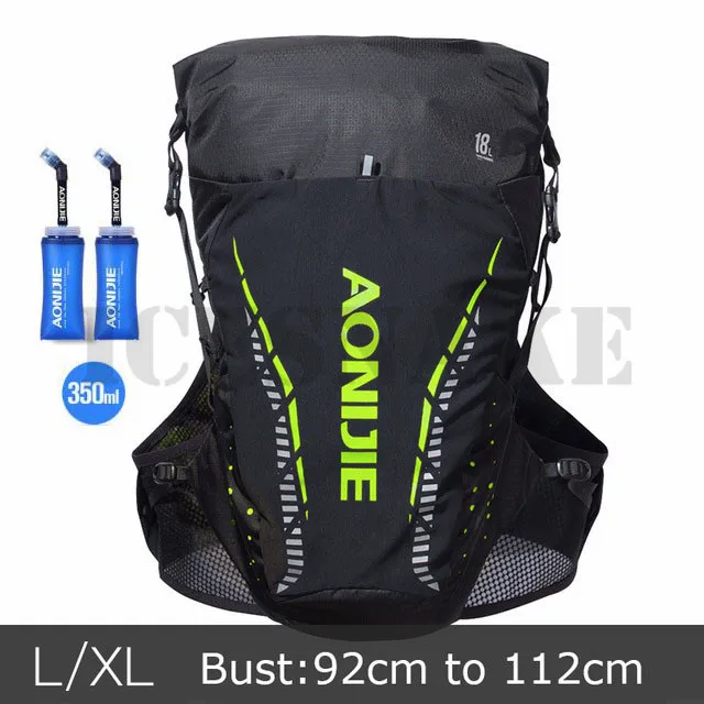 AONIJIE 18L рюкзак для занятий спортом на открытом воздухе, сумка для бега, жилет для гидратации, сумка для марафона, велоспорта, пешего туризма, бега для 2L водяного пузыря - Цвет: LXL Black Green Set2