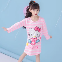 Большая женская пижама, Лидер продаж, весенне-осенняя Пижама принцессы с длинными рукавами и героями мультфильмов, хлопковое платье, детские пижамы, HX1171