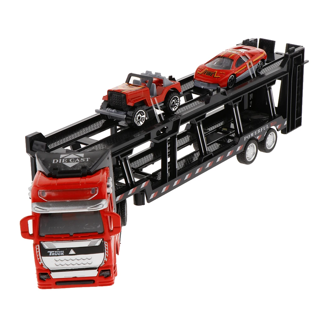 Mini Alloy Carrier Truck Toy Friction Powered Transport Car for Kids Toddler (Inclueds 2 Cars)