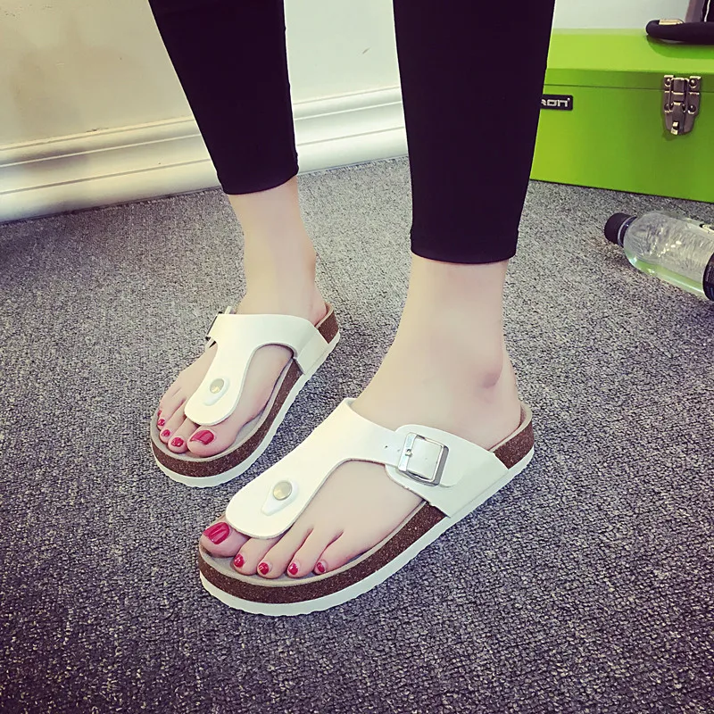 

MVP BOY 2019 New fashion Summer Lovers Cork Slippers Men Casual Beach Solid Color Flip Flops Slides Shoe Flat with Size 35-44